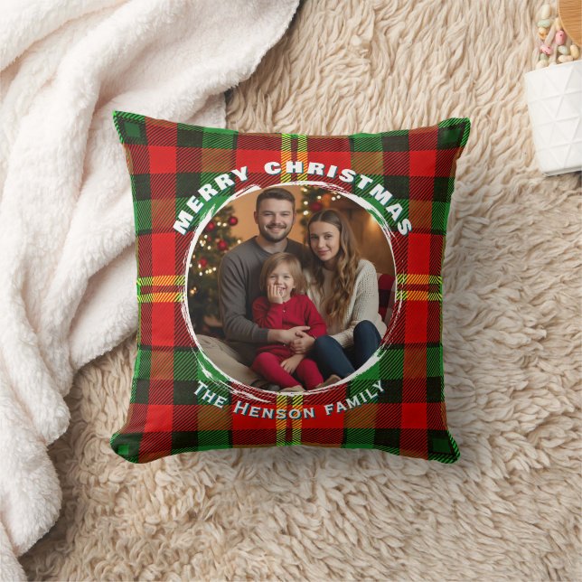 Traditional Personalized Family Photo Plaid  Kussen (Deken)
