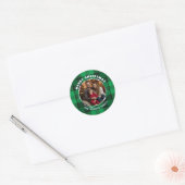 Traditional Personalized Family Photo Plaid Ronde Sticker (Envelop)