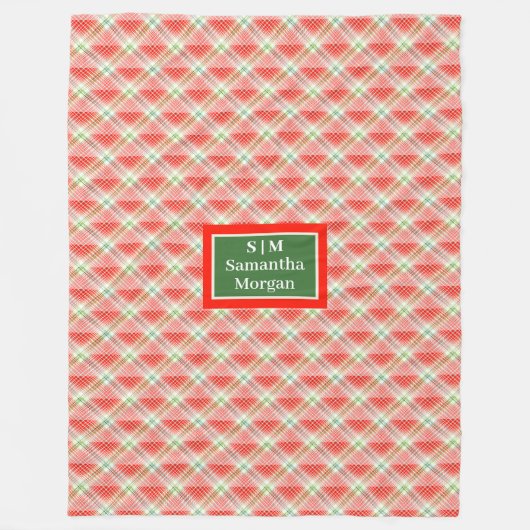 Traditional Plaid Blanket Custom Monogram Gift Fleece Deken (Voorkant)