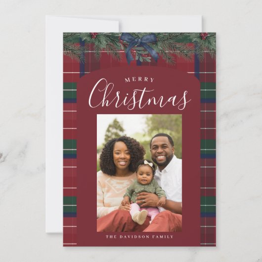 Traditional Plaid Feestdagenkaart (Voorkant)