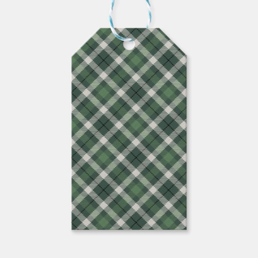 Traditional plaid in green and black. cadeaulabel (Voorkant)