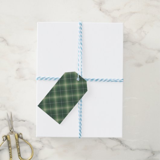 Traditional plaid in green. cadeaulabel (Met Touw)