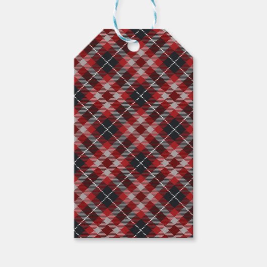 Traditional plaid in red and black. cadeaulabel (Voorkant)