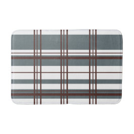 Traditional Plaid Smoke Grey, Deep Burgandy, White Badmat