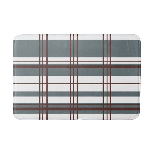 Traditional Plaid Smoke Grey, Deep Burgandy, White Badmat (Voorkant)