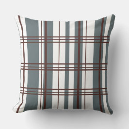 Traditional Plaid Smoke Grey, Deep Burgandy, White Kussen