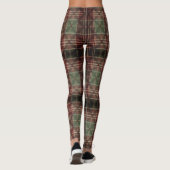Traditional Plaid Tartan Burgundy Green Dark Leggings (Achterkant)