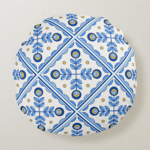 Traditional Portugal Lisbon azulejo ceramic tiles. Rond Kussen