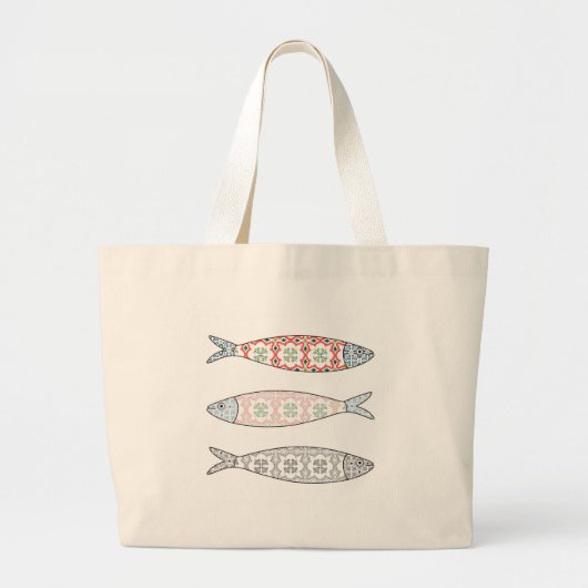 Traditional Portuguese icon. Colored sardines Grote Tote Bag (Voorkant)