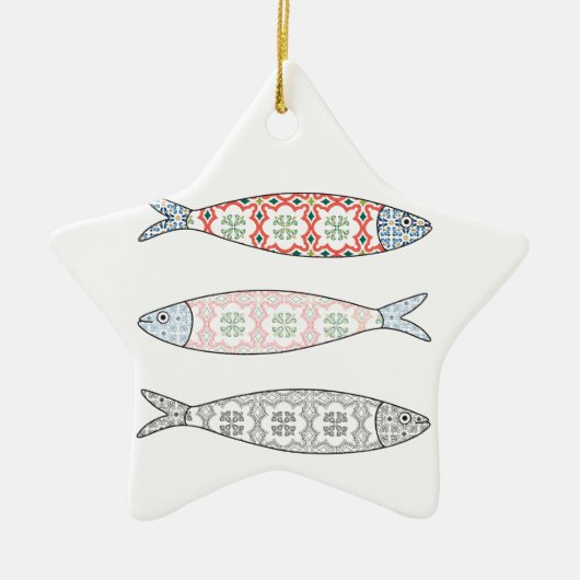 Traditional Portuguese icon. Colored sardines Keramisch Ornament (Voorkant)