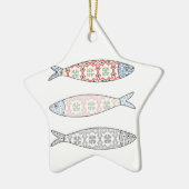 Traditional Portuguese icon. Colored sardines Keramisch Ornament (Links)