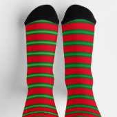 Traditional Red And Green Christmas Stripes Sokken (Top)