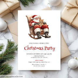 Traditional Red Green Script Font Christmas Party Kaart