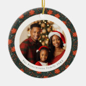 Traditional Red Poinsettia 2 Sided Photo Christmas Keramisch Ornament (Voorkant)