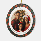 Traditional Red Poinsettia 2 Sided Photo Christmas Keramisch Ornament (Links)