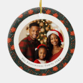 Traditional Red Poinsettia 2 Sided Photo Christmas Keramisch Ornament (Achterkant)