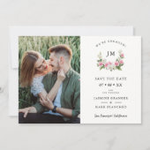 Traditional Romantic Pink Floral Orchids Garland Save The Date (Voorkant)