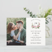 Traditional Romantic Pink Floral Orchids Garland Save The Date (Staand voorkant)