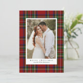 Traditional Royal Stewart Tartan Plaid Photo Feestdagenkaart (Staand voorkant)