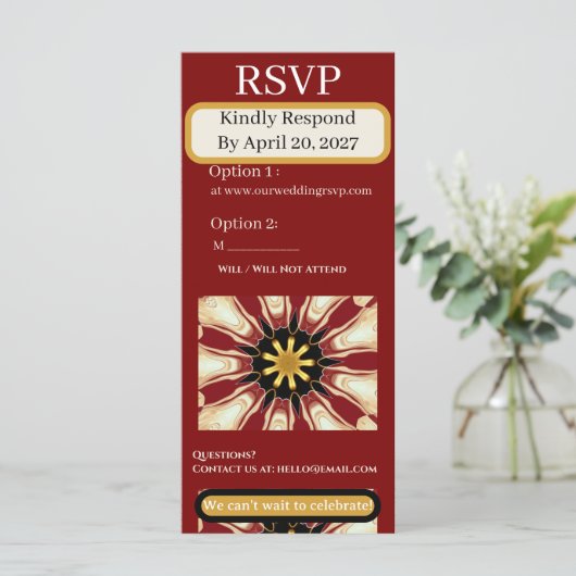 Traditional RSVP Suite | Crimson & Cream Starburst (Staand voorkant)