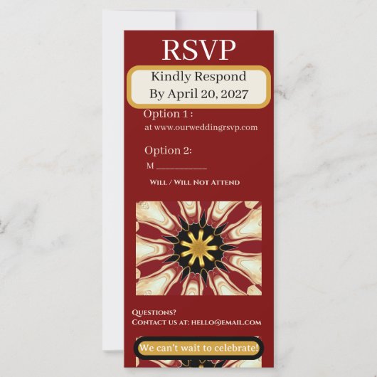 Traditional RSVP Suite | Crimson & Cream Starburst (Voorkant)