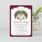 Traditional Rustic Burgundy Christmas Party   Kaart (Staand voorkant)