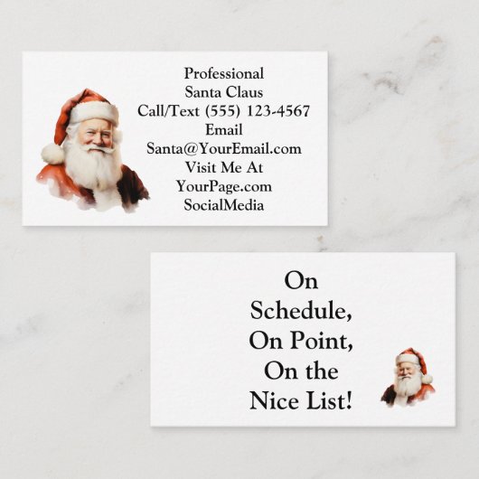 Traditional Santa Claus Business Card Visitekaartje (Voorkant / Achterkant)