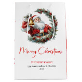 Traditional Santa Claus Cozy Red Green Gift Bag Medium Cadeauzakje (Voorkant)