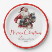 Traditional Santa Claus Cozy Red White Dinner  Papieren Bordje (Voorkant)