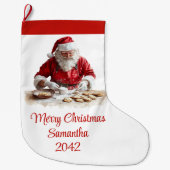 Traditional Santa Claus Cozy Red White Stocking Grote Kerstsok (Voorkant)