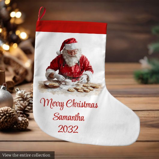 Traditional Santa Claus Cozy Red White Stocking Grote Kerstsok