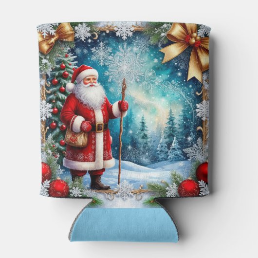 Traditional Santa Claus in Winter Wonderland Blikjeskoeler (Achterkant)