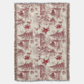 Traditional Santa Claus Red on Cream Toile De Jouy Deken (Voorkant Verticaal)