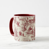 Traditional Santa Claus Red on Cream Toile De Jouy Mok (Voorkant links)