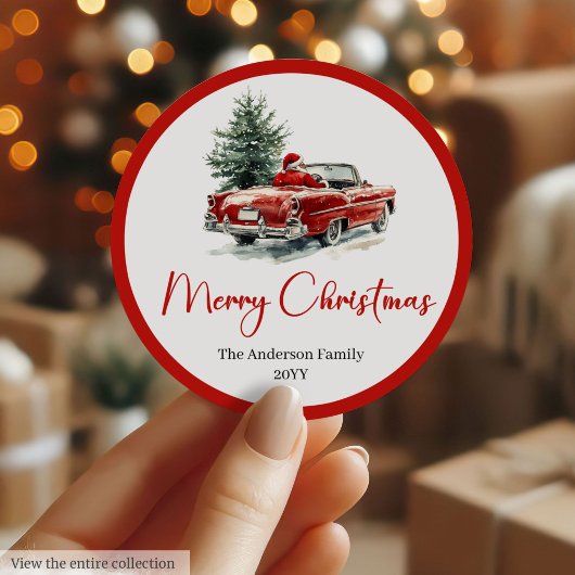 Traditional Santa Claus Vintage Holiday Sticker