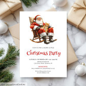Traditional Santa Festive Christmas Party Invite Kaart