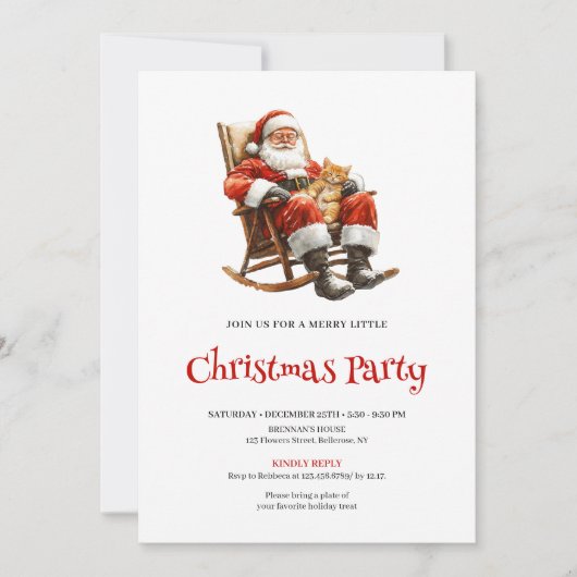 Traditional Santa Festive Christmas Party Invite Kaart (Voorkant)
