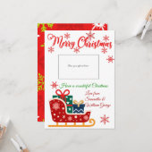 Traditional Santa Sleigh Holiday Gift Kaart Holder (Voorkant / Achterkant in situ)