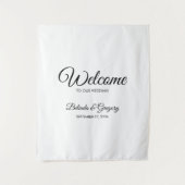 Traditional Script Welcome Wedding Fabric Sign Wandkleed (Voorkant)