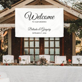 Traditional Script Welcome Wedding Hanging Sign Spandoek