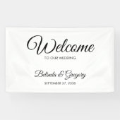 Traditional Script Welcome Wedding Hanging Sign Spandoek (Horizontaal)