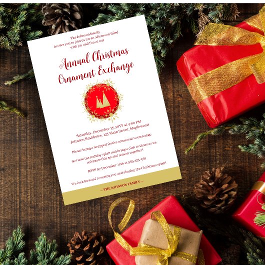 Traditional Snowflakes Christmas Ornament Exchange Kaart