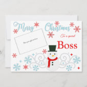 Traditional Snowman Boss Gift Kaart Holder (Voorkant)