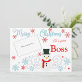 Traditional Snowman Boss Gift Kaart Holder (Staand voorkant)