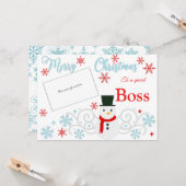 Traditional Snowman Boss Gift Kaart Holder (Voorkant / Achterkant in situ)