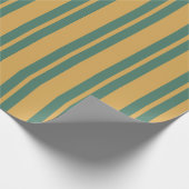 Traditional Stripe Pattern Teal Green and Mustard Cadeaupapier (Hoek)