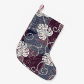 traditional stripes and leaves pattern kleine kerstsok (Voorkant (Hangend))