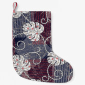 traditional stripes and leaves pattern kleine kerstsok (Voorkant)