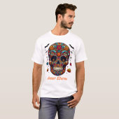 Traditional Sugar Skull Halloween Mexican Art T-shirt (Voorkant volledig)