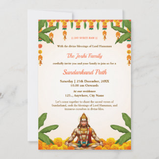 Traditional Sundarkand Path Invitation Card Kaart